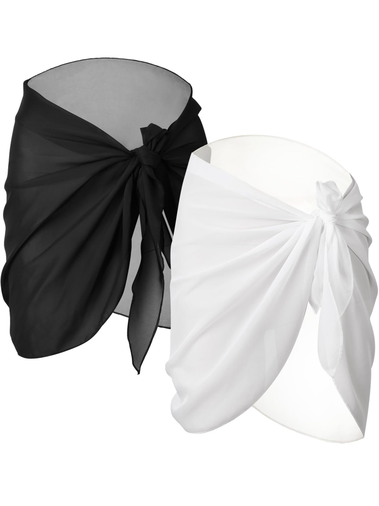 2-Pack Women's Chiffon Sarong Wraps - Beachwear Essentials
