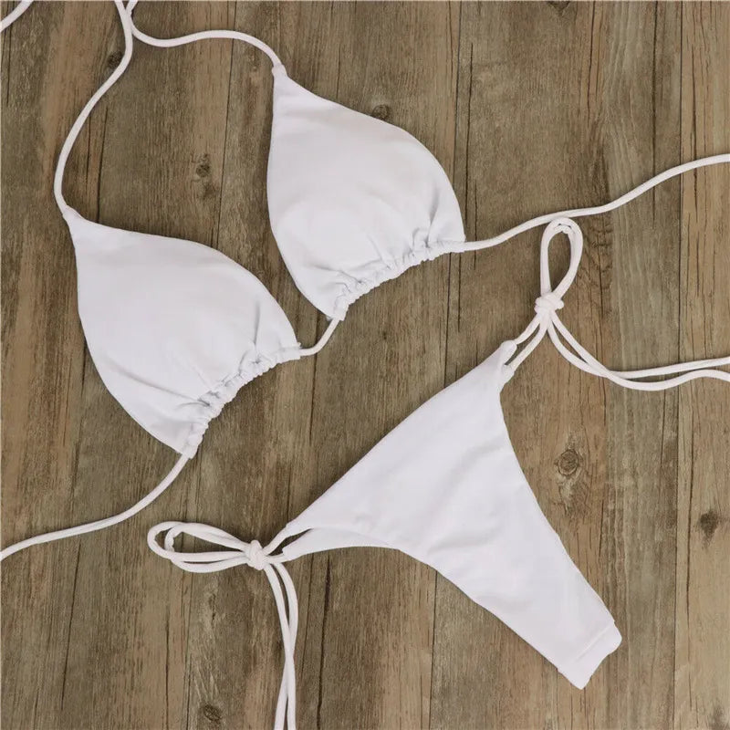 Halter Neck Tie Bikini Set